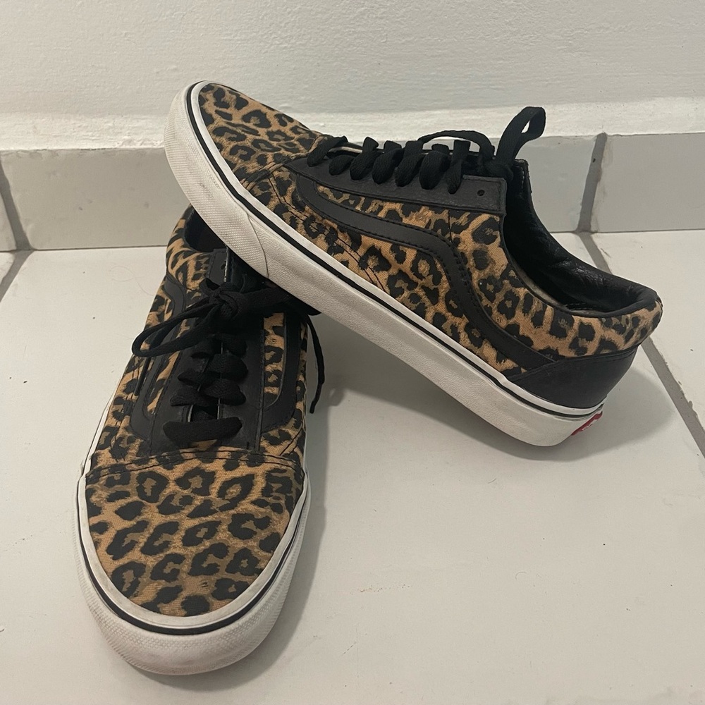 Vans custom Made Leopard Print Sneakers with Black Details